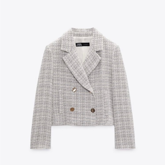 Zara double breasted textured weave jacket - Picture 1 of 7